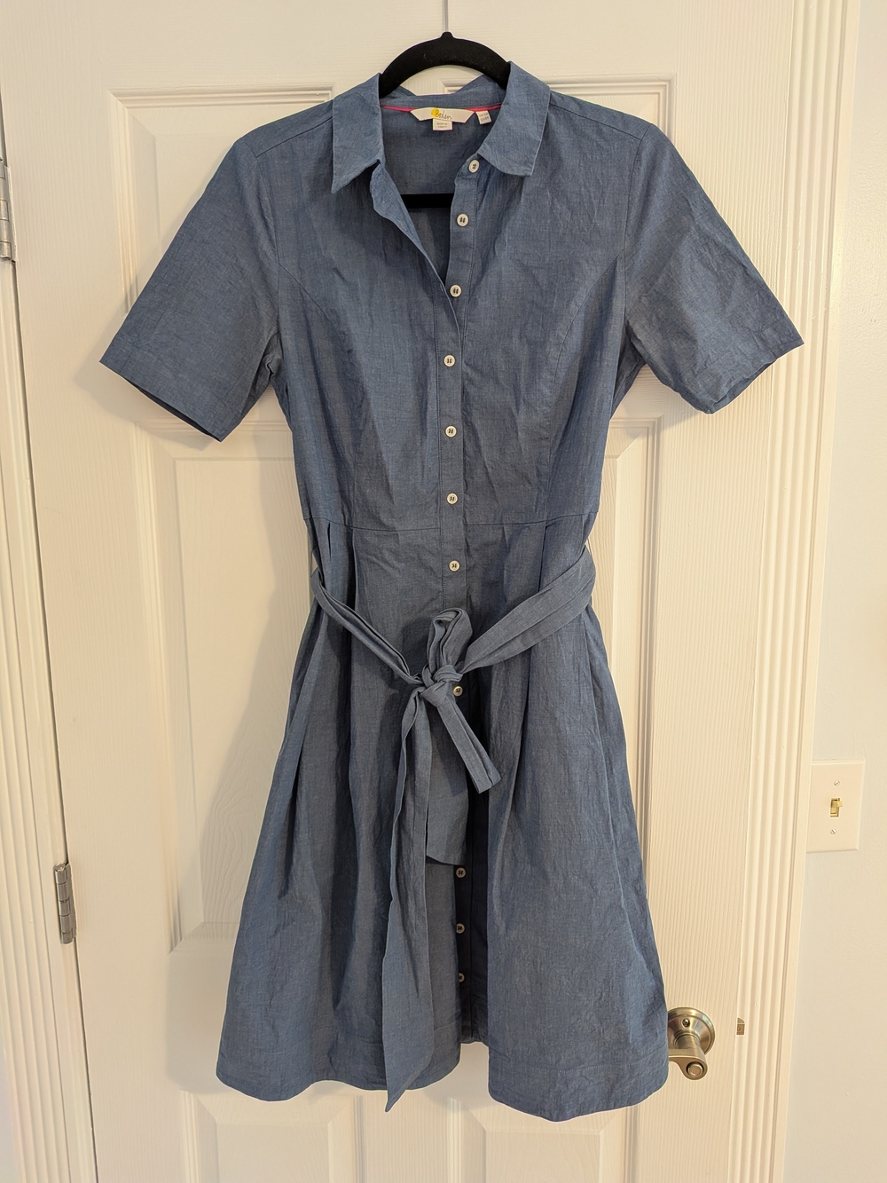 Boden Button-Front Blue Chambray Shirt Dress - Picture 2 of 4